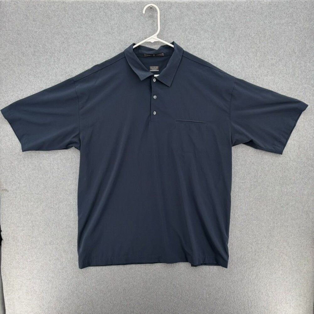 Nike Tiger Woods Golf Polo Mens XL Navy Blue Dri-FIT Pocket Performance Shirt